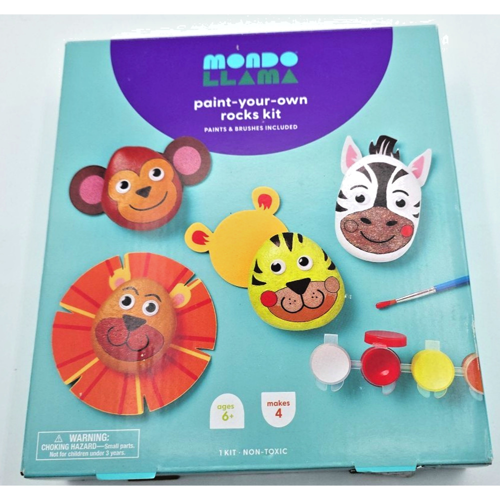 Mondo Llama Paint Your Own Rocks Kit Ages 6+ Paint & Brushes Included, Box Rippe